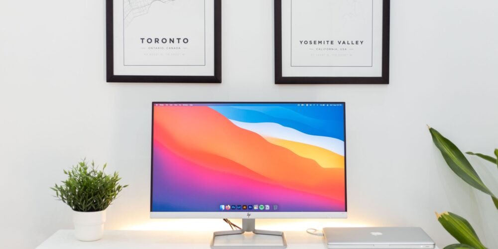 A productive workspace with a Mac