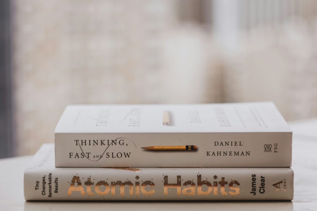 Atomic Habits book on a table