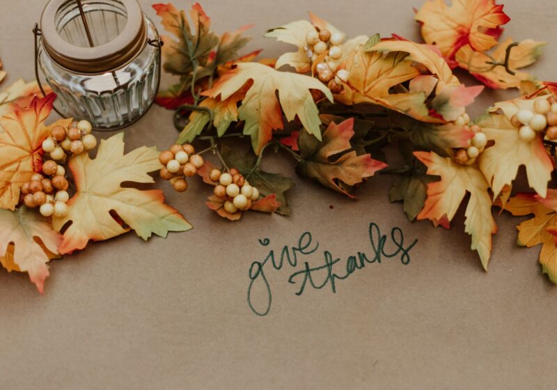 give thanks written on the table