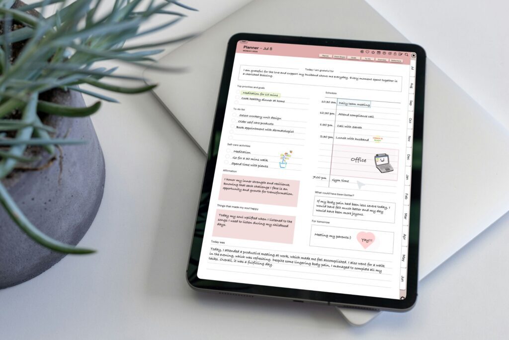 Mindful Living Digital Journal Midyear on an iPad