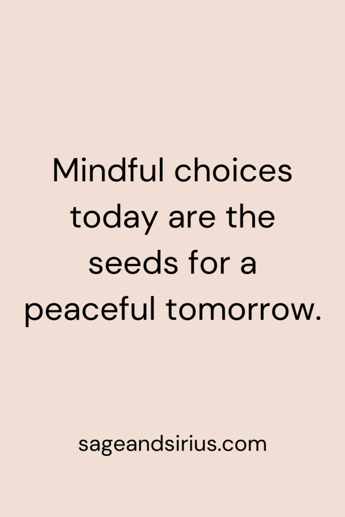 Mindful Living Quote - Mindful choices today are the seeds for a peaceful tomorrow.