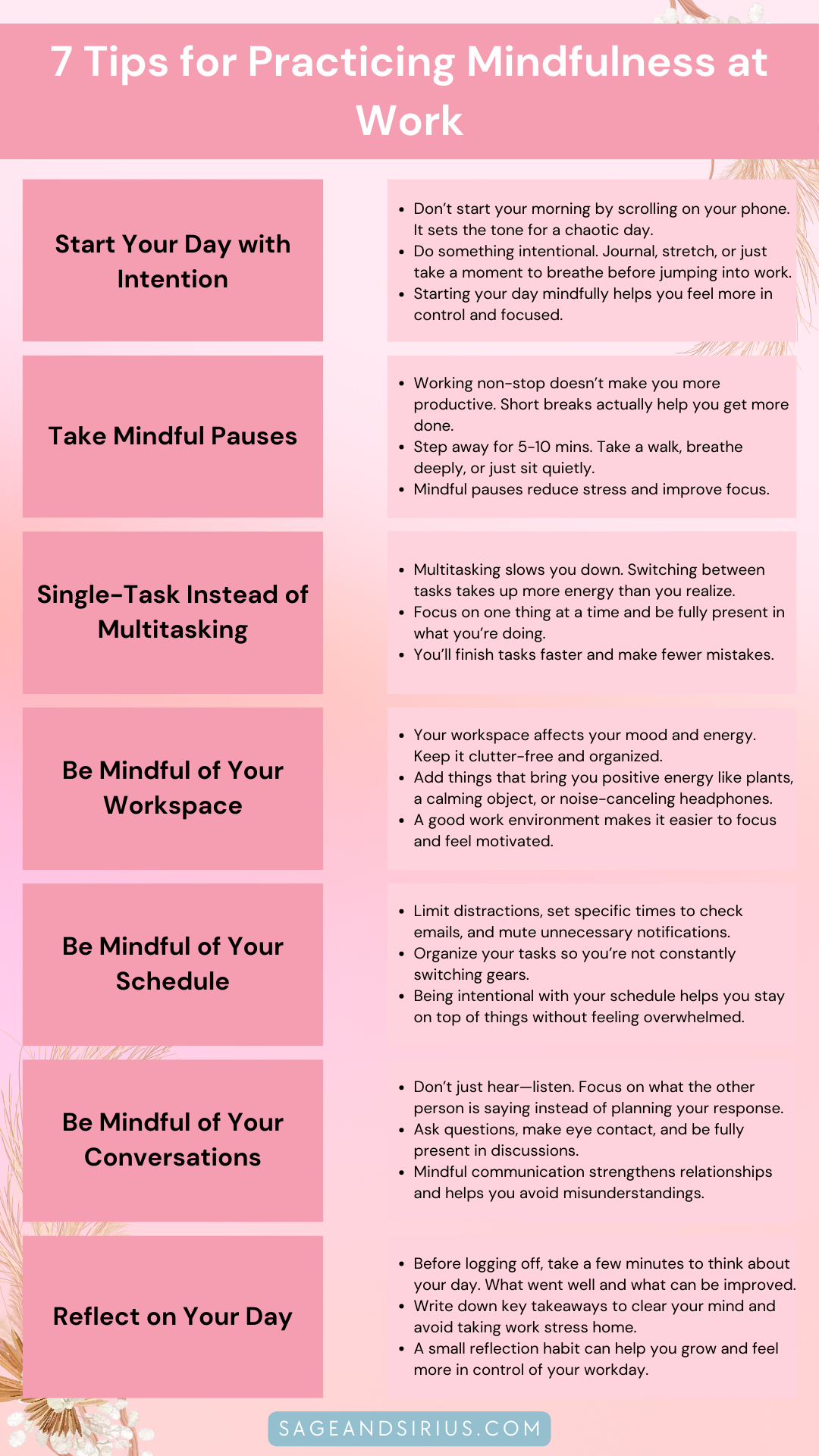 7 Simple Tips for Practicing Mindfulness at Work - Sage and Sirius