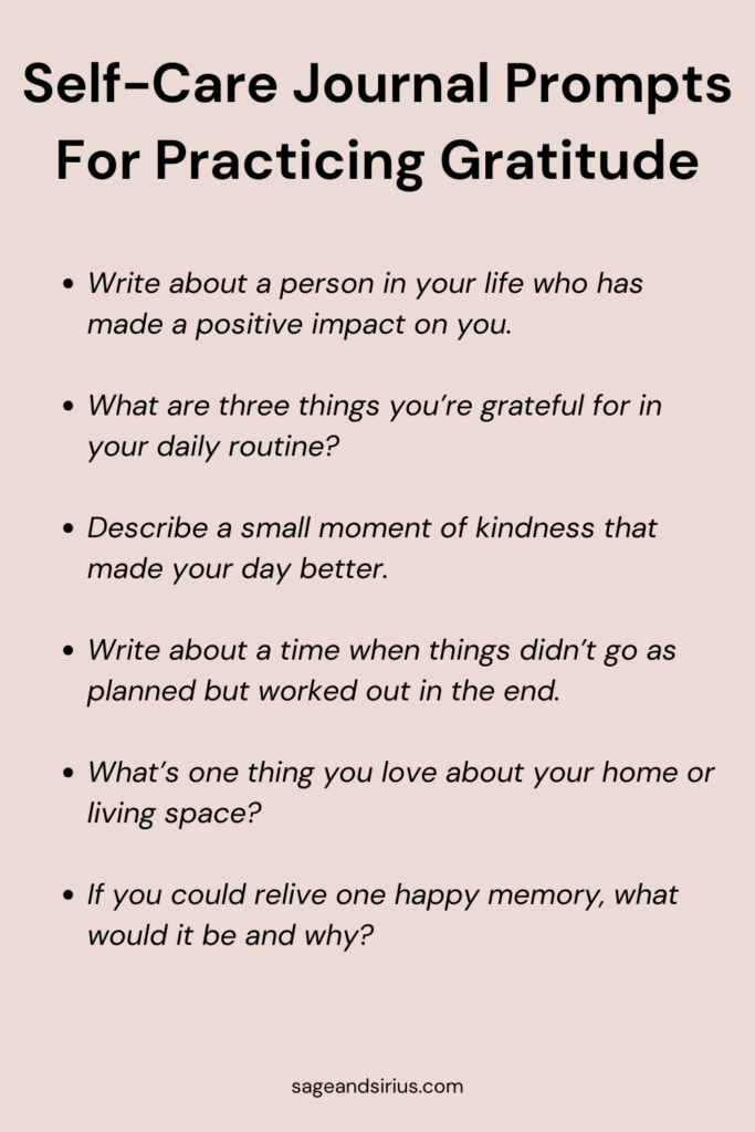 Self-care journal prompts for practicing gratitude