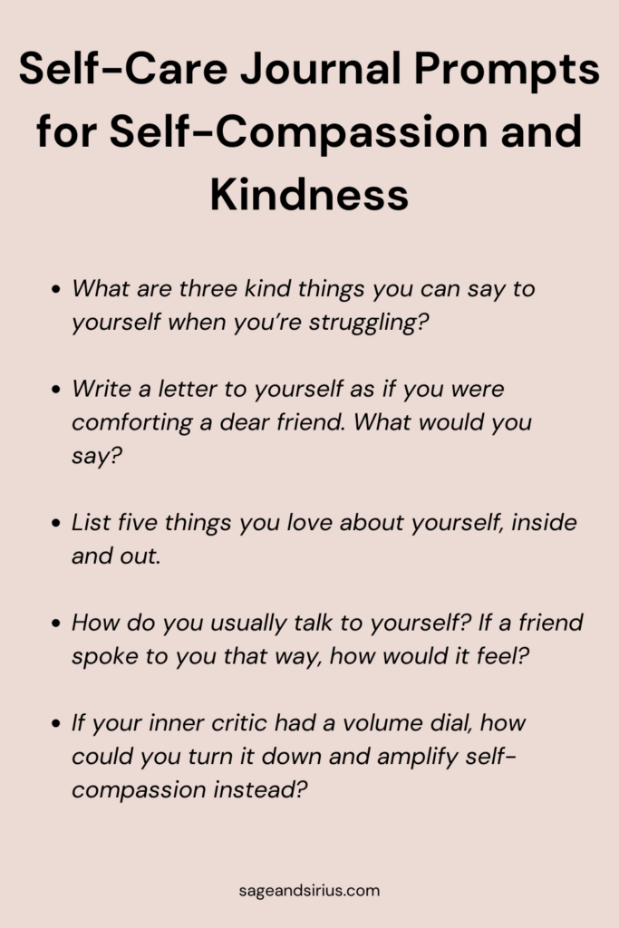 Self-care journal prompts for kindness