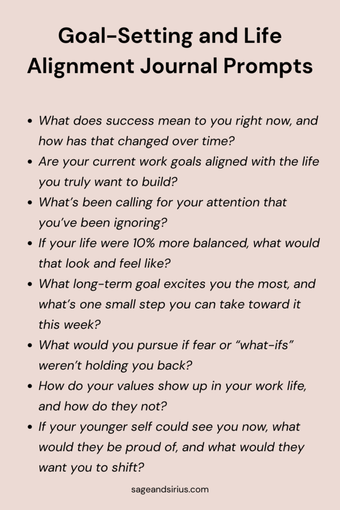 This image includes prompts that help you clarify your goals and align your life and career with your deeper purpose.