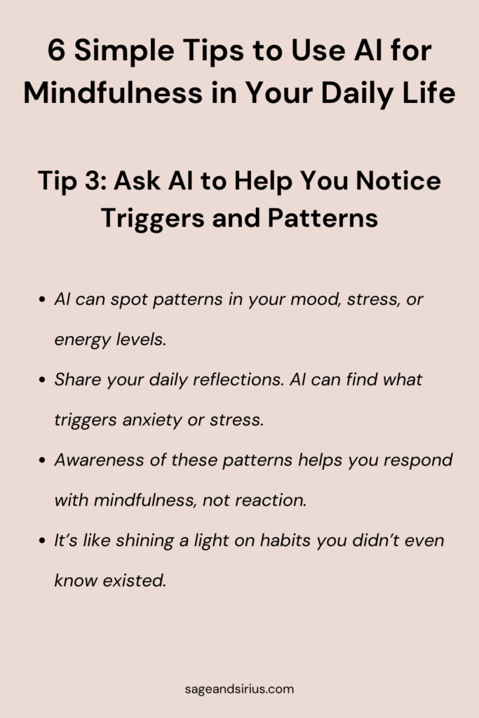 Image showing how AI helps people identify emotional triggers and patterns for better mindfulness and stress management.